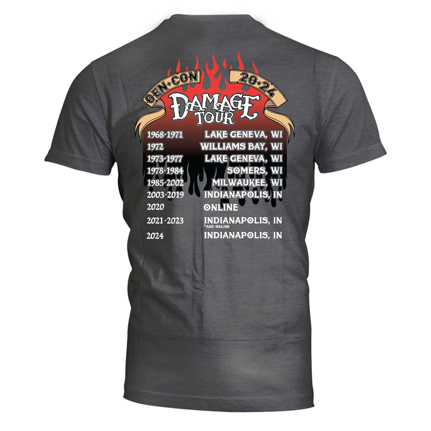 Gen Con Damage World Tour 2024 T-Shirt | Rollacrit