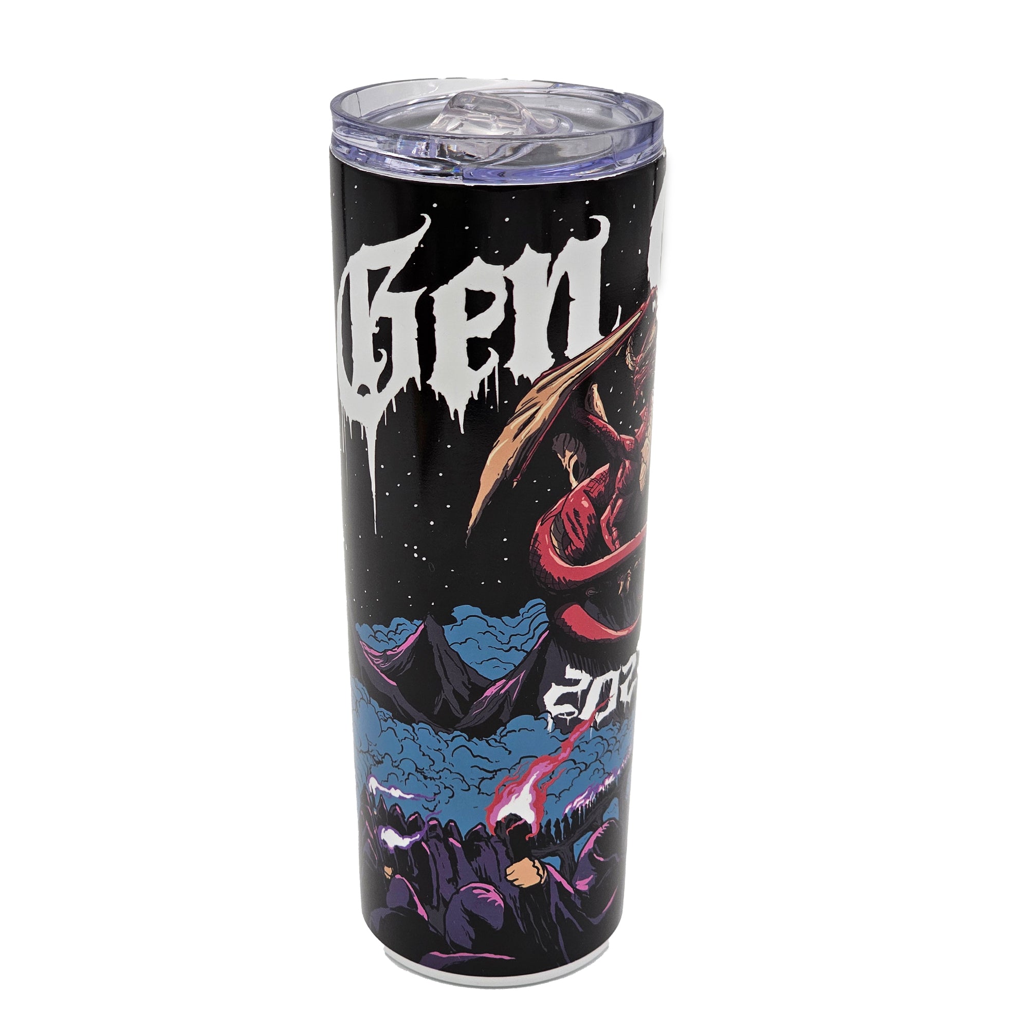 Gen Con 2023 Genevieve 20oz Glow Metal Tumbler | Rollacrit