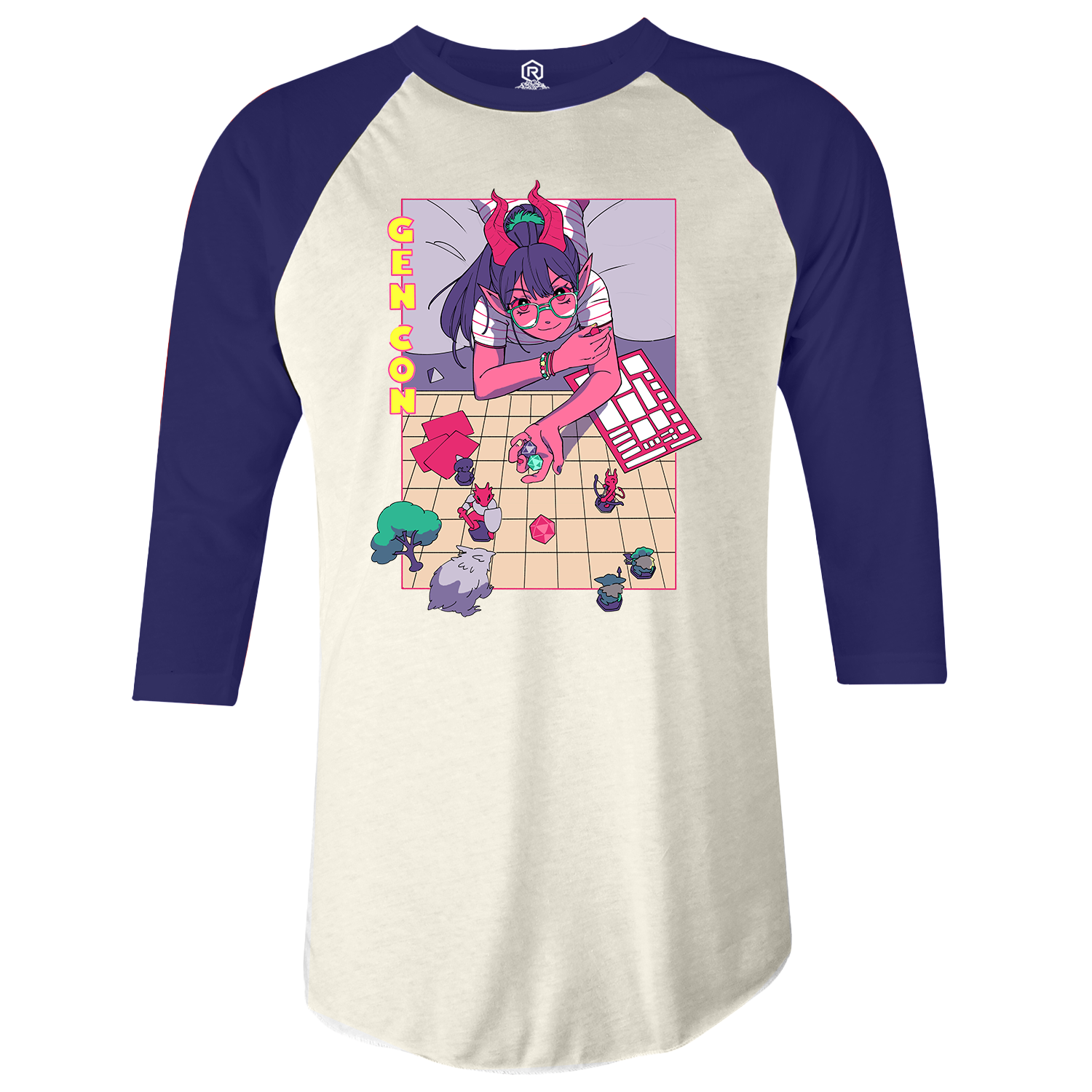 Gen Con Tsundere Gamer Tiefling Raglan Shirt | Rollacrit