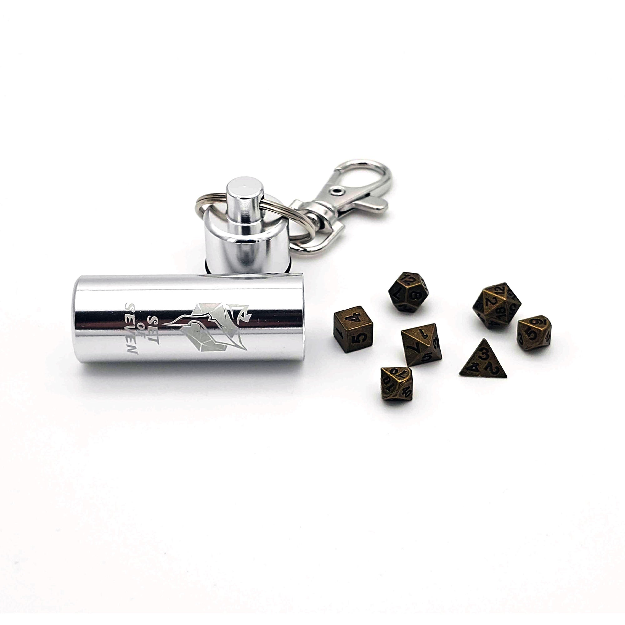 Spell Component Keychain With Tiny 7pc Dice Set | Rollacrit