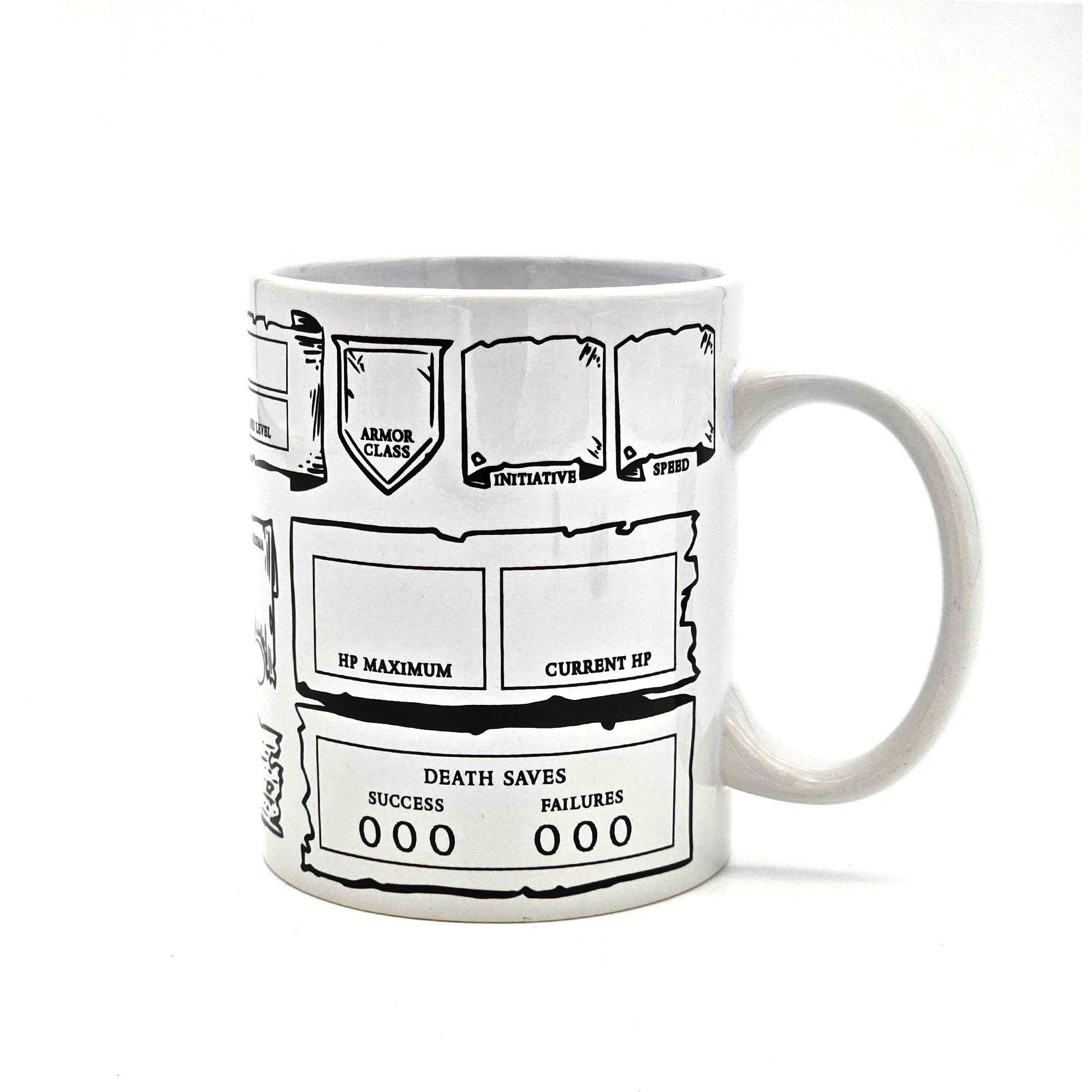 RPG Character Creation Coffee Mug and Dice Set | Rollacrit