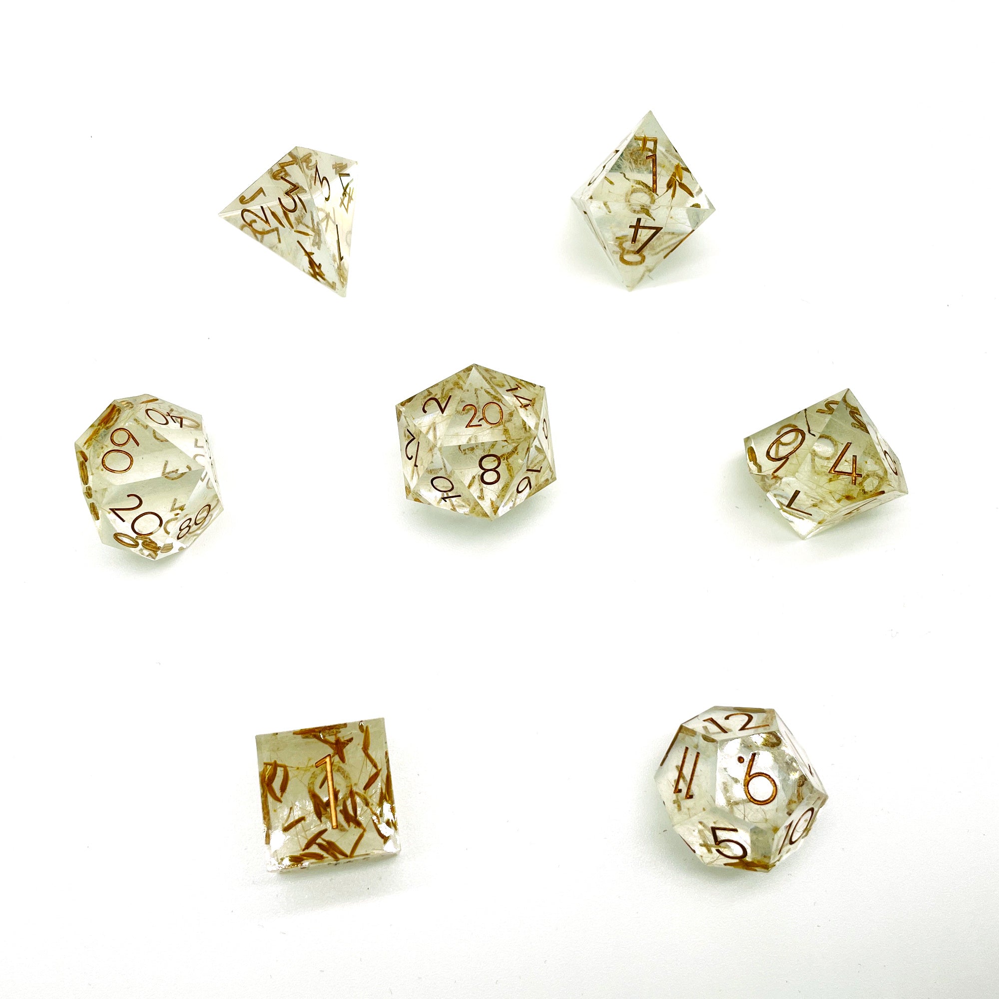 Dandelion Wishes Sharp Edge Resin 7pc Dice Set | Rollacrit