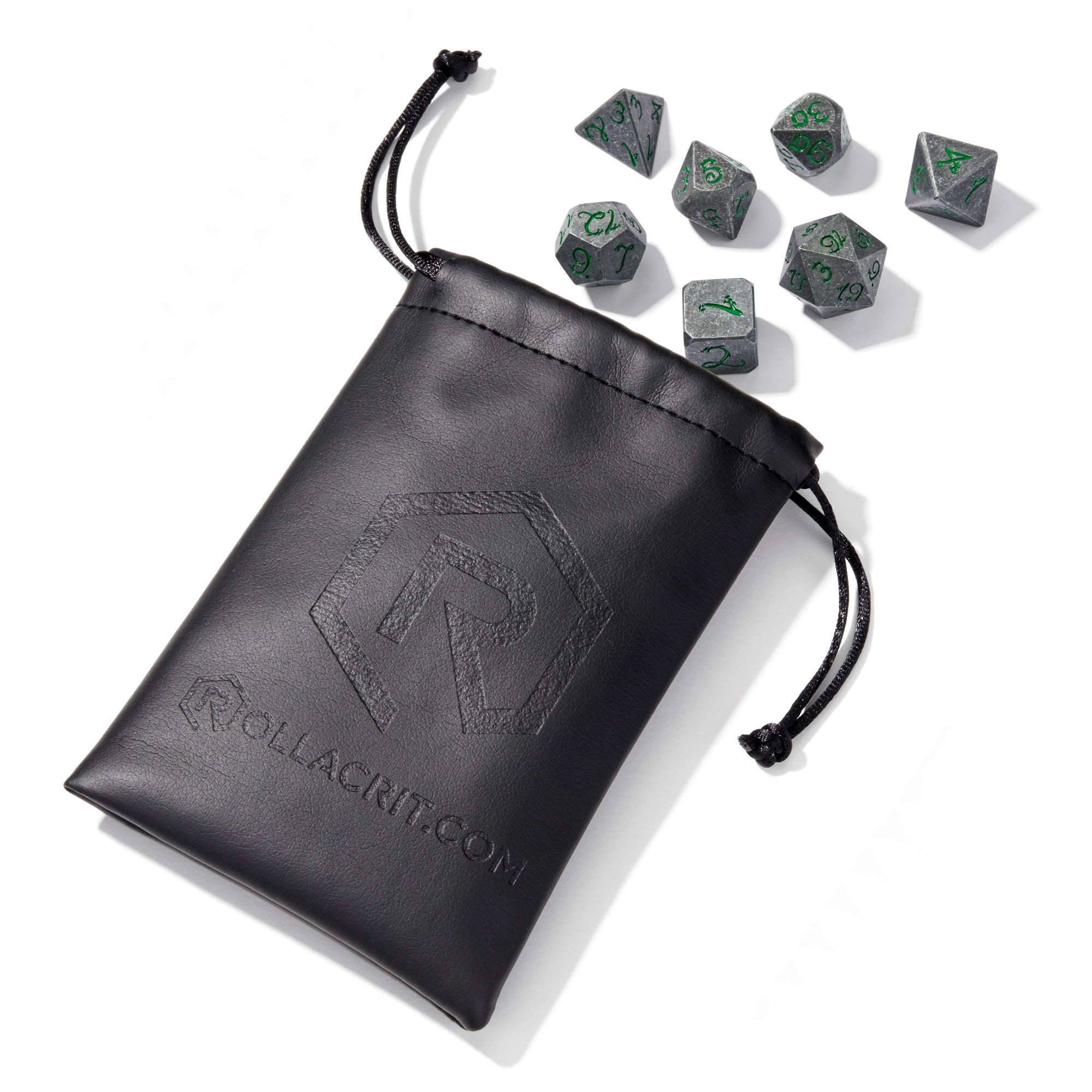 Ancient Dragon’s Breath Green Metal 7pc Dice Set | Rollacrit