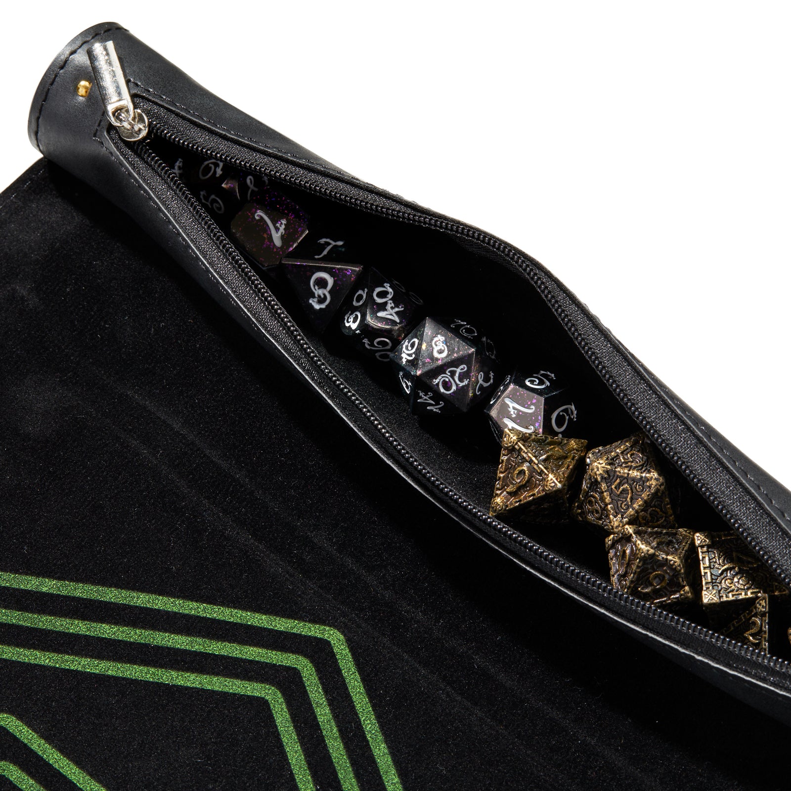 Rollacrit Black Vegan Leather Dice Bag and Mat | Rollacrit