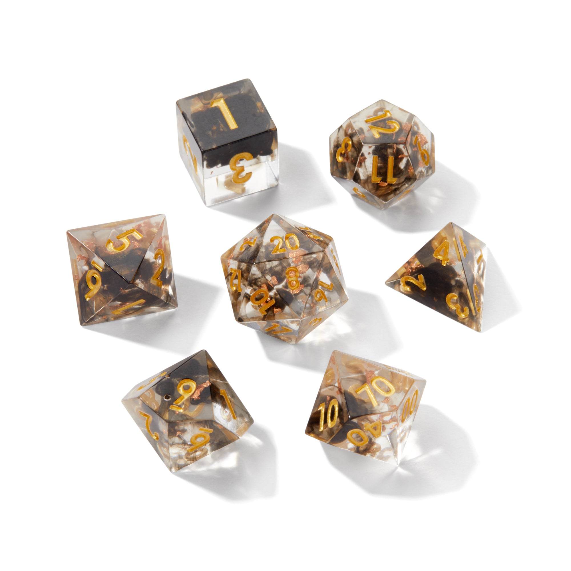 Black Necromancer Crackle Sharp Edge Resin 7pc Dice Set | Rollacrit