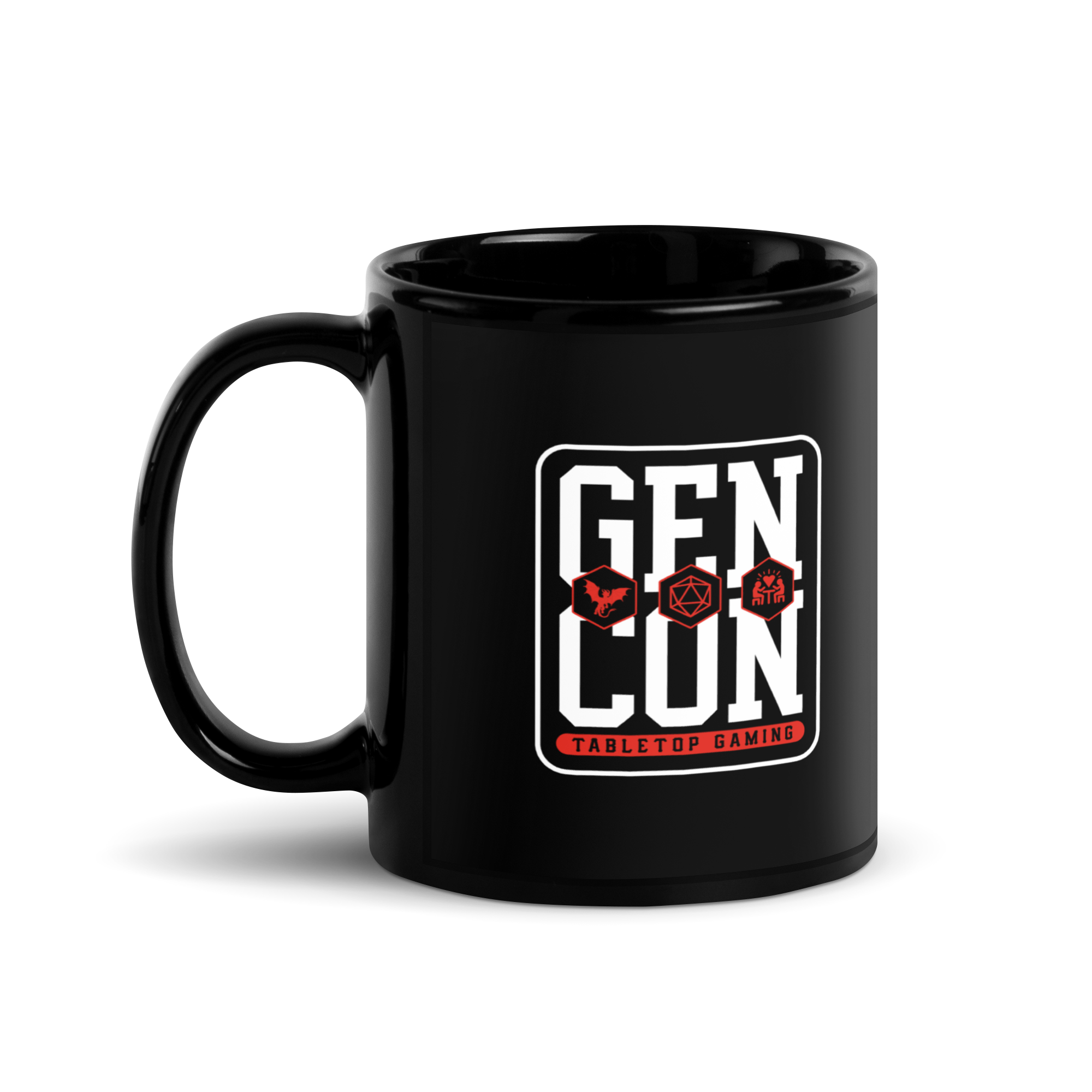 Gen Con Icons Black Glossy Mug | Rollacrit